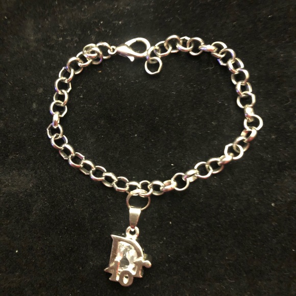 DIOR $159 Vintage Christian DIOR  Rolo link Dior crystal logo bracelet - Picture 1 of 4